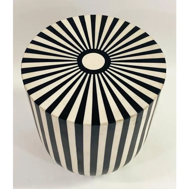 Art Deco Style Black and White Resin Side, End Table or Stool, a Pair For Sale - Image 4 of 13