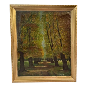 Dutch Oil Painting of a Wooded Path, 1947