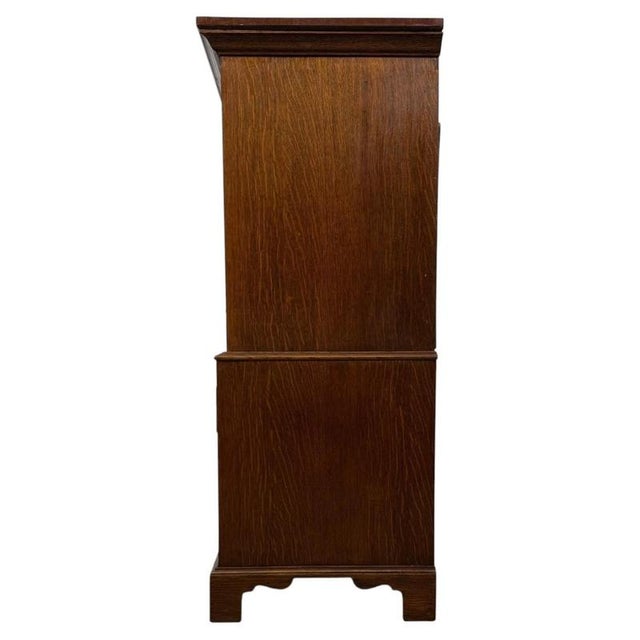 Antique English Oak Chest-on-Chest Tallboy with Brass Handles For Sale - Image 12 of 14