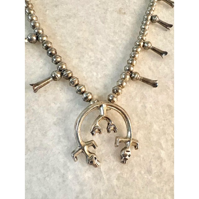 American Vintage Sterling Silver Beaded Squash Necklace For Sale - Image 3 of 4
