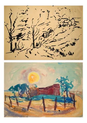 Herbert Seidel, Autumn Verso Summer Landscape, 1953, Ink on Paper