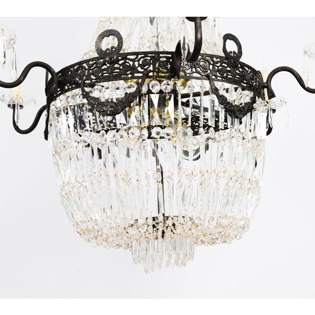 Antique Louis Revival Cut Crystal 14-Light Ballroom Chandeliers, 1920s, Set of 6 For Sale - Image 10 of 18
