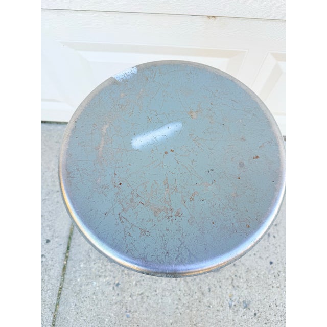 Vintage Mid Century Industrial Steel Factory Stool For Sale - Image 6 of 12