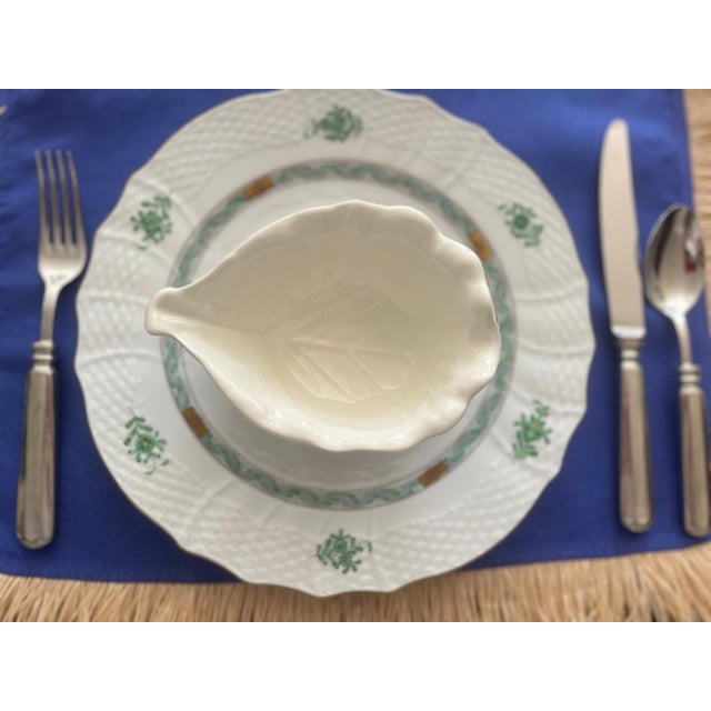 Vintage Majolica-Style White Cabbage Leaf Dessert Bowls, set of 12 For Sale In Nashville - Image 6 of 11