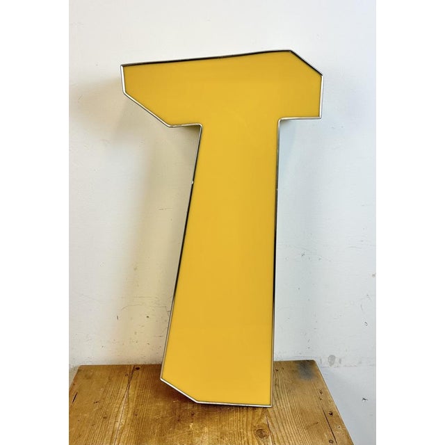 Yellow Large Vintage Yellow Illuminated Letter T, 1980s For Sale - Image 8 of 15