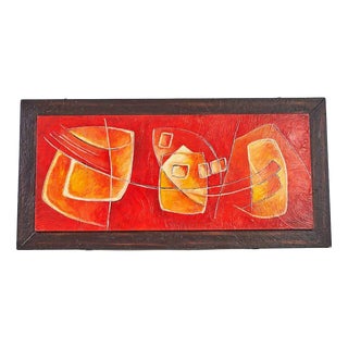 Orlando, Warm Color Abstraction, 2000s, Mixed Media Acrylic on Board, Framed For Sale
