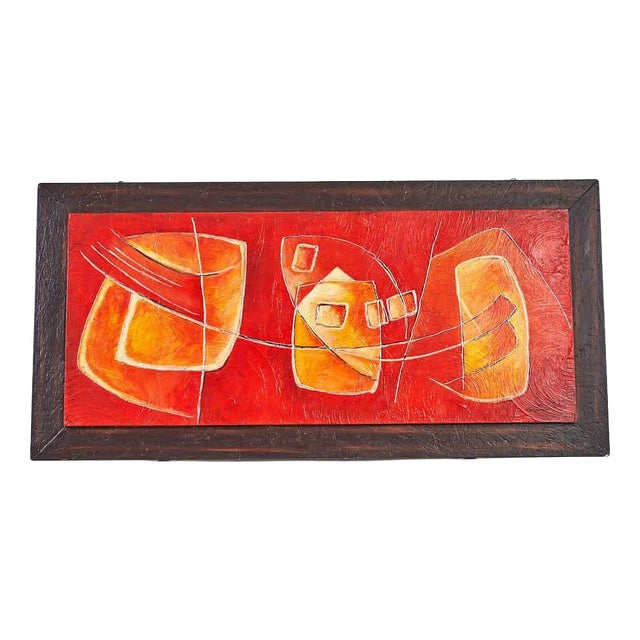Orlando, Warm Color Abstraction, 2000s, Mixed Media Acrylic on Board, Framed For Sale