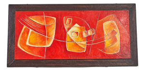 Orlando, Warm Color Abstraction, 2000s, Mixed Media Acrylic on Board, Framed