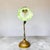 Art Nouveau Whiplash Curve Brass Tulip and Green Glass Table Lamp, 1950s For Sale - Image 4 of 14