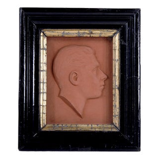 French Framed Terracotta Young Men Portrait, 1930s For Sale