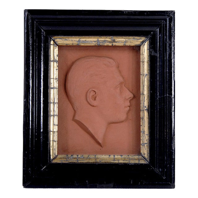 French Framed Terracotta Young Men Portrait, 1930s For Sale