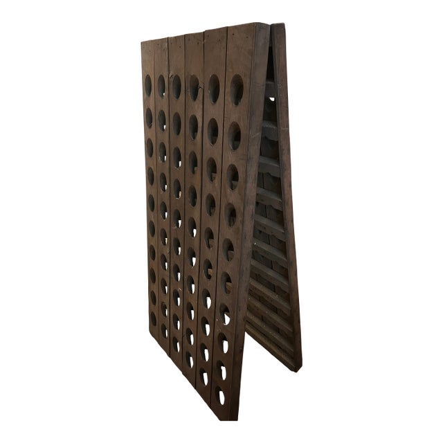 Antique Oak Riddling Rack Bottle Rack - 120 Bottles For Sale