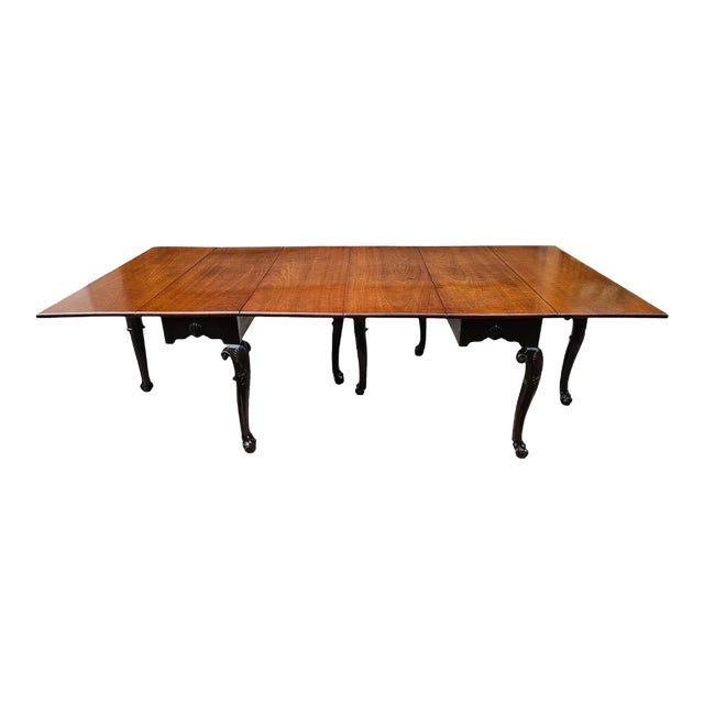 Pair of Antique Chippendale Carved Walnut Claw-And-Ball Foot Drop-Leaf Dining Tables For Sale