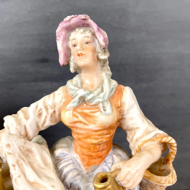 Early 20th Century Early 20th Century Albert Stahl Furniture Mender and Hardware Woman - Travelling Peddler Figurines. Set of 2 For Sale - Image 5 of 13