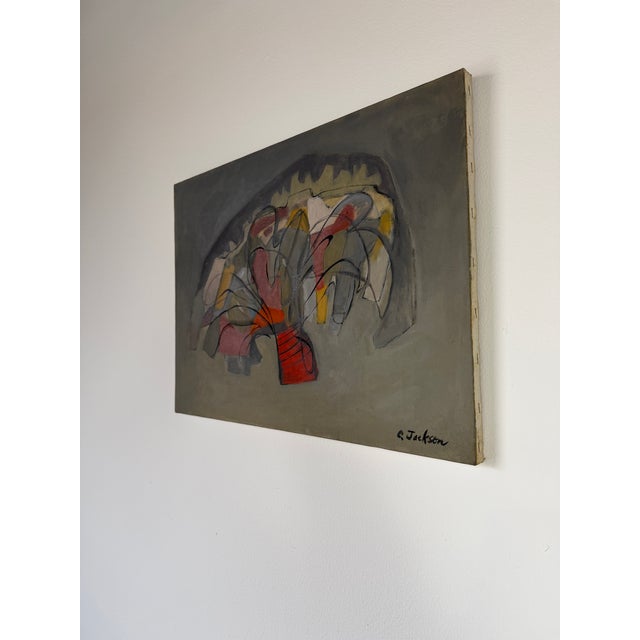 1970s 1970s C. Jackson Expressionist Abstract Oil on Canvas Painting – Signed, Unframed For Sale - Image 5 of 12