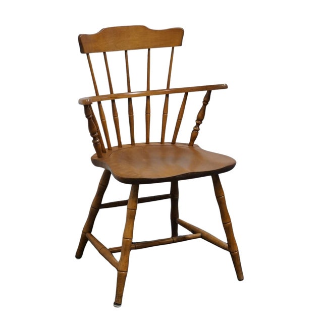 NICHOLS & STONE Co. Solid Hard Rock Maple Colonial Early American Comb Back Dining Arm Chair 32" High 17.25" Wide 20.25"...