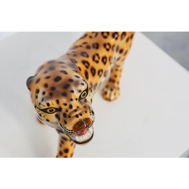 Ceramic Hand‑painted Ceramic Leopard Sculpture from Giovanni Rozan, Italy, 1950s For Sale - Image 7 of 11
