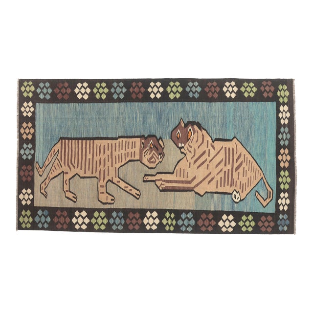 Vintage Pakistani Pictorial Kilim Rug, 06'05 X 11'06 For Sale