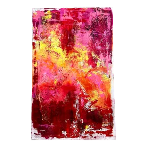 Large Pink and Red Original Mixed Media Abstract Painting "Hearts on Fire" by Arlene Carr