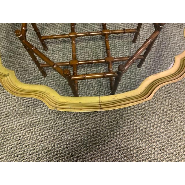 1960s Faux Bamboo Brass Tray Glass Cocktail Coffee Table For Sale - Image 10 of 12