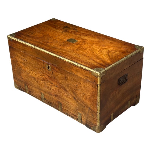Large Camphor Wood Campaign Trunk, 1880s For Sale