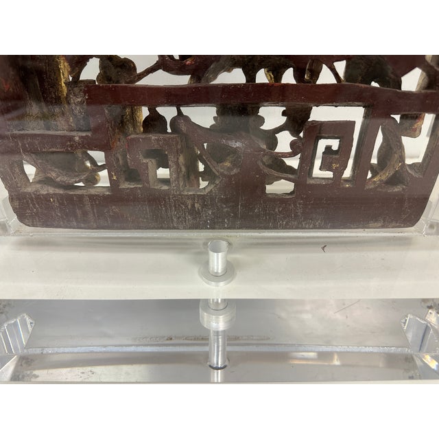 Carved and Gilded Chinese Wall Panel Set in Lucite, Late 19th Century For Sale - Image 11 of 11