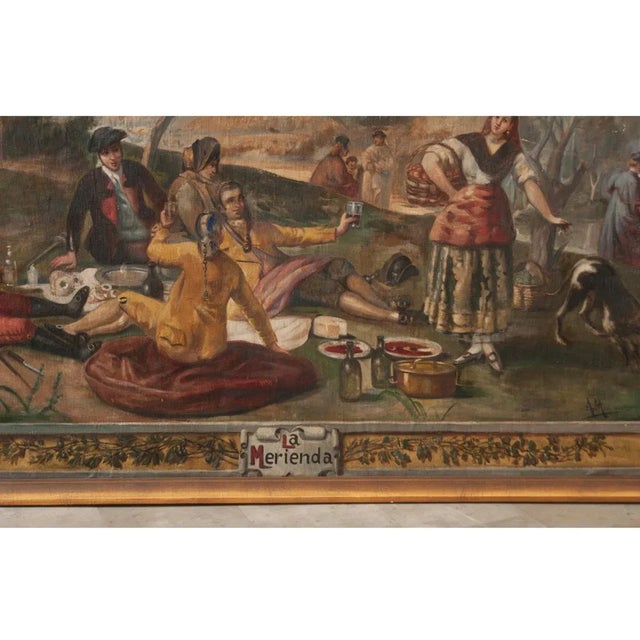 Spanish 18th Century Framed Goya Tribute Painting “La Merienda” by Minguez For Sale In Baton Rouge - Image 6 of 12