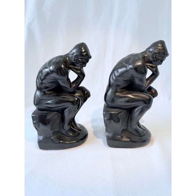 Mid 20th Century Vintage Auguste Rodin the Thinker Bronze-Clad Cast Metal Bookends For Sale - Image 5 of 12