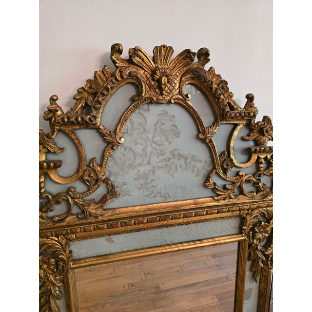 1940s Vintage Early Mid Century Modern Italian Gilded Mirror For Sale - Image 5 of 14
