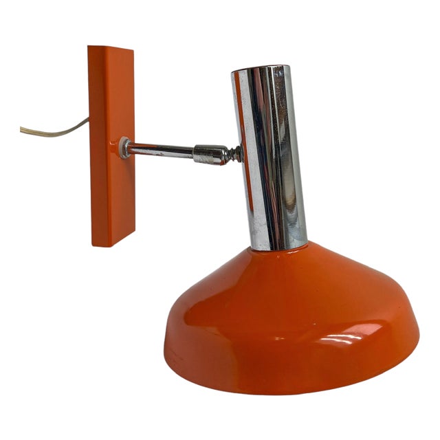 Space Age Herda Wall Lamp in Orange and Chrome, 1970s For Sale