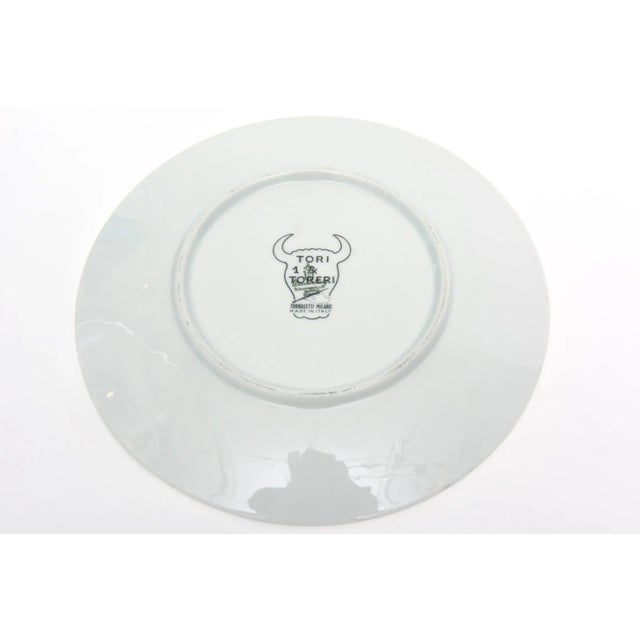 Black Vintage Piero Fornasetti Porcelain Black and White Matador and Bull Plates Set of 6 Mid Century Modern For Sale - Image 8 of 11