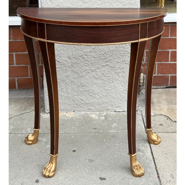 2000 - 2009 George III Style Burton-Ching Mahogany & Giltwood Console Table W Paw Feet For Sale - Image 5 of 6