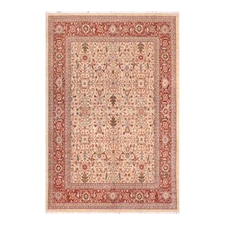 Shabby Chic Tan/Rust Wool Rug - 8'0'' X 9'9'' For Sale