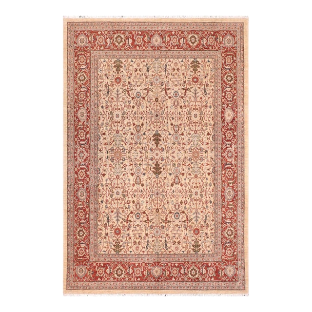 Shabby Chic Tan/Rust Wool Rug - 8'0'' X 9'9'' For Sale
