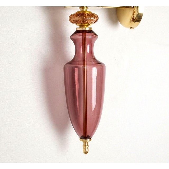 1990s Burgundy Murano Glass Sconces - a Pair For Sale - Image 11 of 12