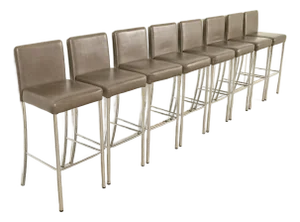 Steelcase Coalesse Modern Leather and Chrome Bar Stools, Set of Eight