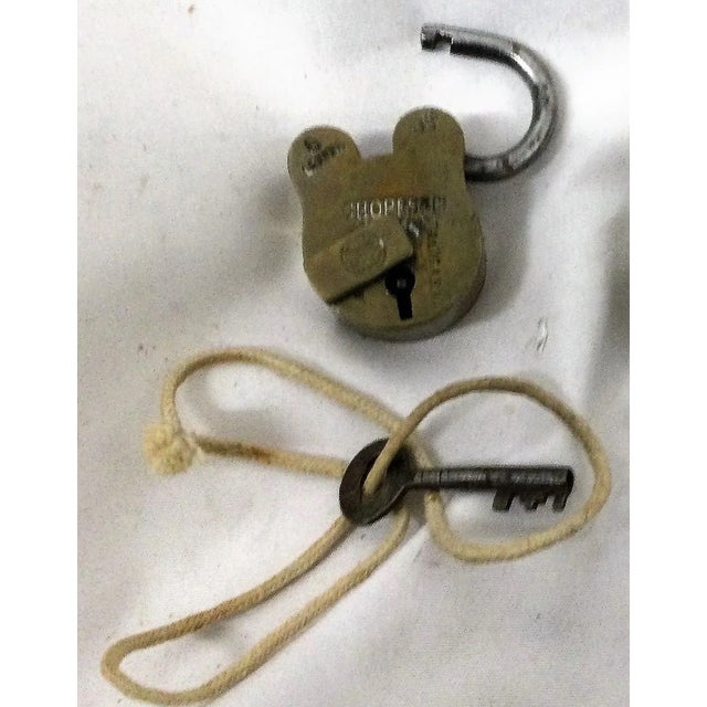 Antique Brass Chopps & Co. Lock With Key Measures 1" X 2" X 3/4"