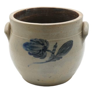 Large Antique Stoneware Crock Urn W. Handles For Sale