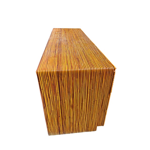 Gabriella Crespi Vintage Rattan Wrapped Wicker Long Dresser or Credenza Lowboy in Coastal Boho Chic Design For Sale - Image 4 of 11