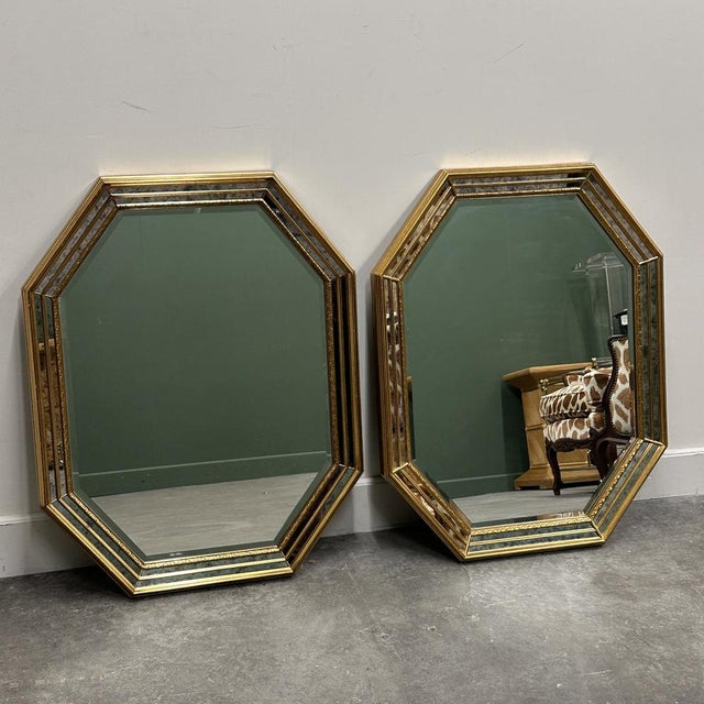 Vintage Gold Gilt Octagonal Mirrors by Deknudt, Belgian, 1970s For Sale - Image 10 of 10