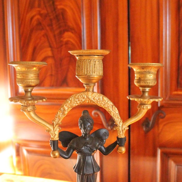 Pair of Continental Gilt Figural Neoclassical Candelabra For Sale - Image 12 of 17