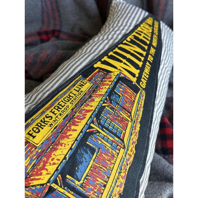 Description: Vintage Winthrop, Washington Felt Pennant from around the 1950s or 1960s. Unknown Date New blue and white...