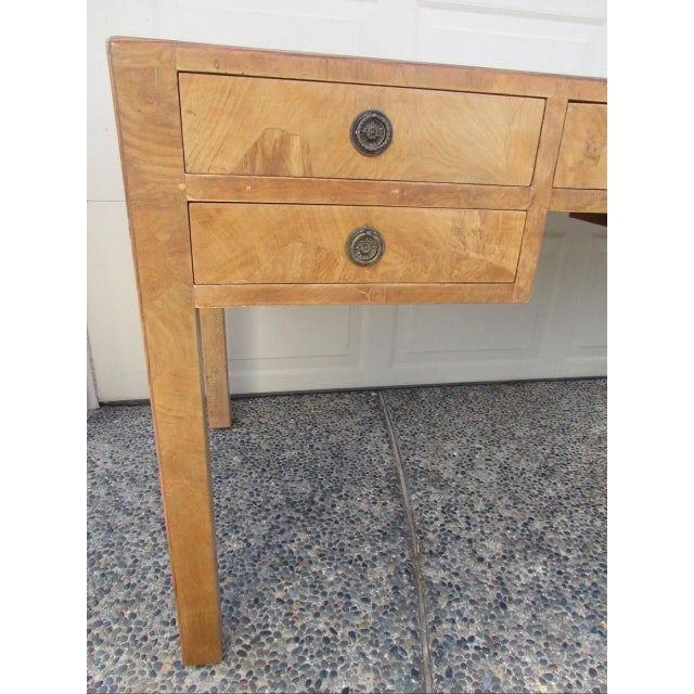 Mid-Century Modern Italian Burl Olive Wood Desk For Sale - Image 10 of 18