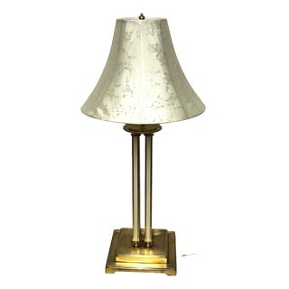 Brass Floor Lamp with Cream Fabric Shade from Unbekannt, 1970s For Sale