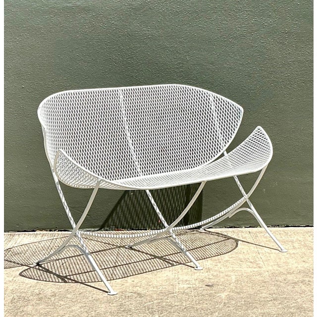 Salterini Mid-Century Modern Salterini “Orange Slice” Metal Mesh Bench For Sale - Image 4 of 18