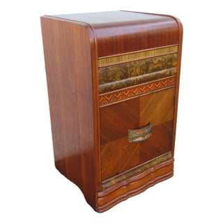 Art Deco Waterfall Inlay Nightstand Side End Table 6301 For Sale