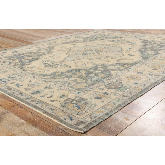 Textile Vintage Modern Turkish Oushak Rug - 08'04 X 10'01 For Sale - Image 7 of 9