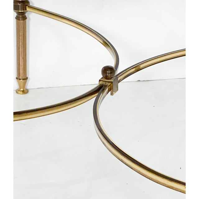 Metal French Modern Square Cocktail or Coffee Low Table of Brass With Smoked Glass Top For Sale - Image 7 of 8