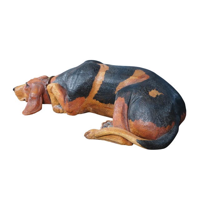 American John Garton Originals Old Rock American Hand Carved Blood Hound Sculpture 42" For Sale - Image 3 of 12