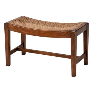 Oak and Rattan Handmade Stool For Sale